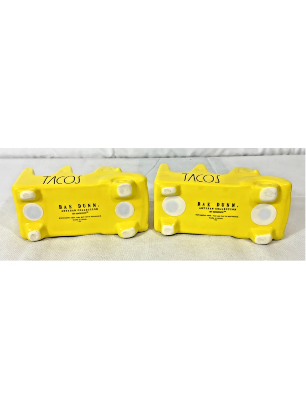 Rae Dunn Yellow Ceramic Taco Truck Taco Holder Set of 2 Artisan Collection New